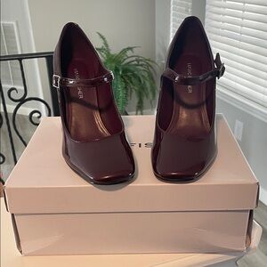 Marc Fisher Charin Dark Red Patent Leather Mary Jane Style Heels